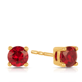 Created Ruby Round Stud Earrings in 9ct Yellow Gold - Wallace Bishop