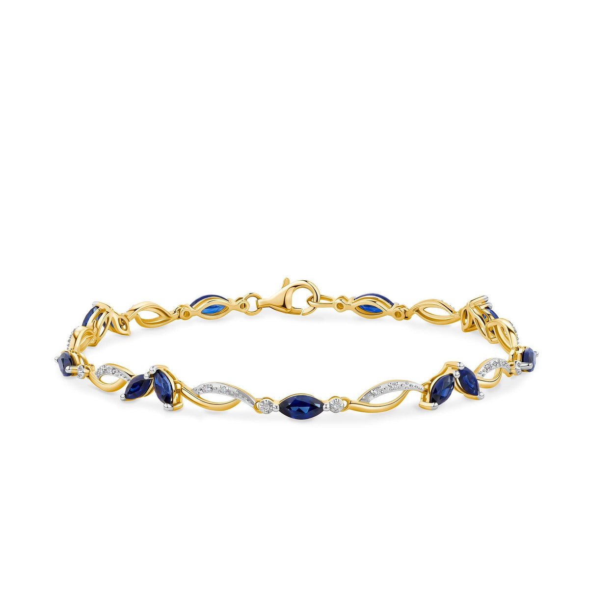 Created Sapphire & 1ct TW Diamond Bracelet in 9ct Yellow Gold - Wallace Bishop