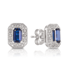 Created Sapphire & Diamond Halo Stud Earrings in 9ct White Gold - Wallace Bishop