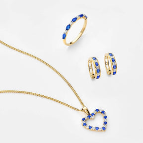 Created Sapphire & Diamond Hoop Earrings in 9ct Yellow Gold - Wallace Bishop