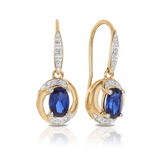 Created Sapphire & Diamond Oval Drop Earrings in 9ct Yellow Gold - Wallace Bishop