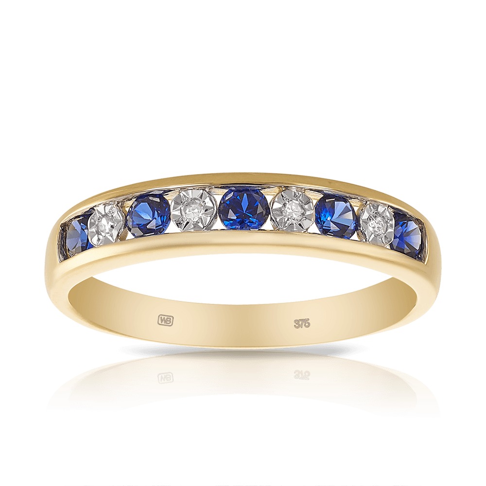 Created Sapphire & Diamond Ring in 9ct Yellow Gold - Wallace Bishop