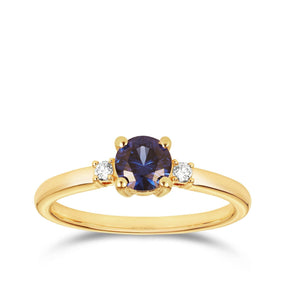 Created Sapphire & Diamond Trilogy Ring in 9ct Yellow Gold - Wallace Bishop