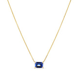 Created Sapphire Emerald Cut Necklace in 9ct Yellow Gold - Wallace Bishop