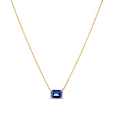 Created Sapphire Emerald Cut Necklace in 9ct Yellow Gold - Wallace Bishop