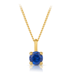 Created Sapphire Round Pendant in 9ct Yellow Gold - Wallace Bishop