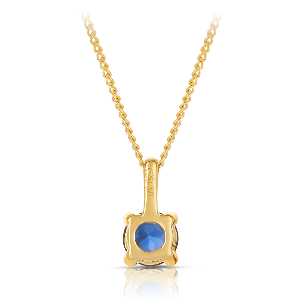 Created Sapphire Round Pendant in 9ct Yellow Gold - Wallace Bishop