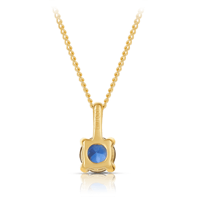 Created Sapphire Round Pendant in 9ct Yellow Gold - Wallace Bishop