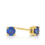 Created Sapphire Round Stud Earrings in 9ct Yellow Gold - Wallace Bishop