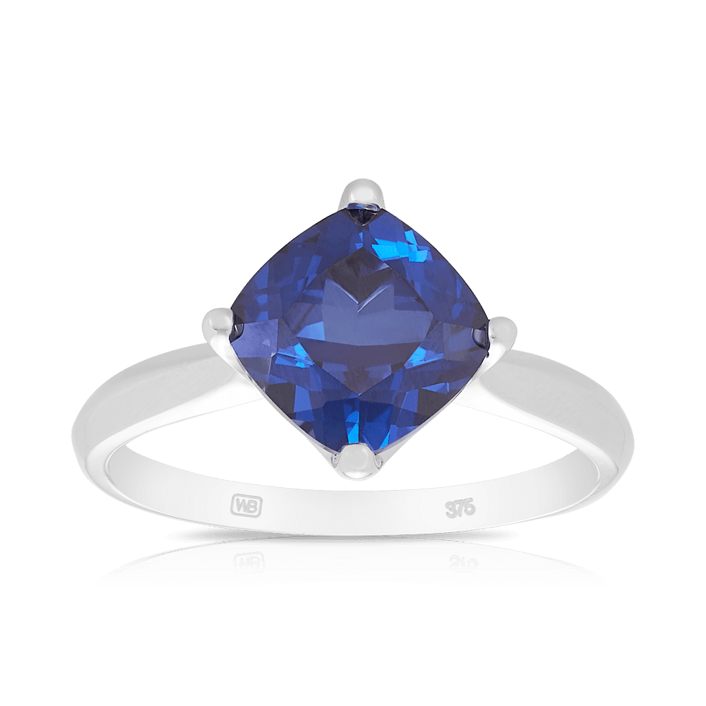 Created Sapphire Solitaire in 9ct White Gold - Wallace Bishop