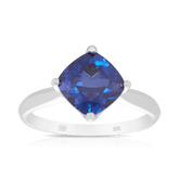 Created Sapphire Solitaire in 9ct White Gold - Wallace Bishop