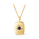 Created Sapphire Star Set Rectangular Pendant in 9ct Yellow Gold - Wallace Bishop