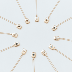 Created Sapphire Star Set Rectangular Pendant in 9ct Yellow Gold - Wallace Bishop