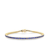 Created Sapphire Tennis Bracelet in 9ct Yellow Gold - Wallace Bishop