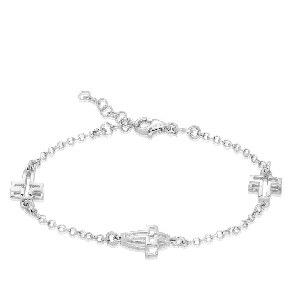 Cross Charm Bracelet in Sterling Silver - Wallace Bishop