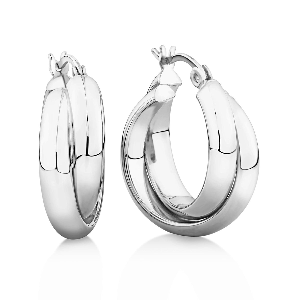 Crossover Hoop Earrings in Sterling Silver - Wallace Bishop