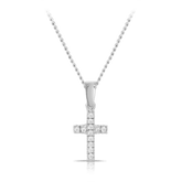 Cubic Zirconia Cross Pendant in 9ct White Gold - Wallace Bishop