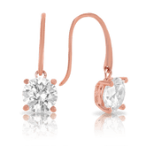 Cubic Zirconia Drop Earrings in 9ct Rose Gold - Wallace Bishop