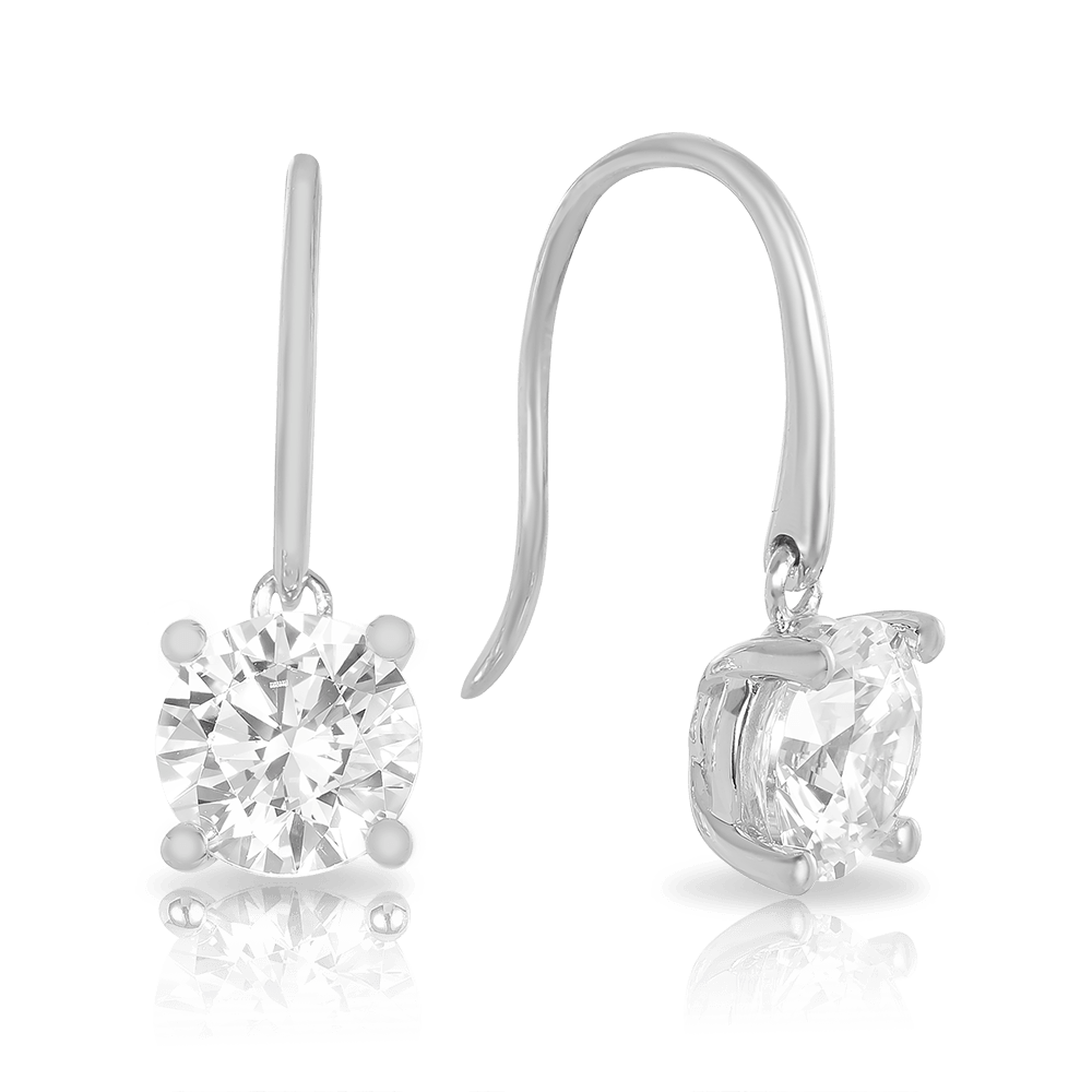 Cubic Zirconia Drop Earrings in 9ct White Gold - Wallace Bishop