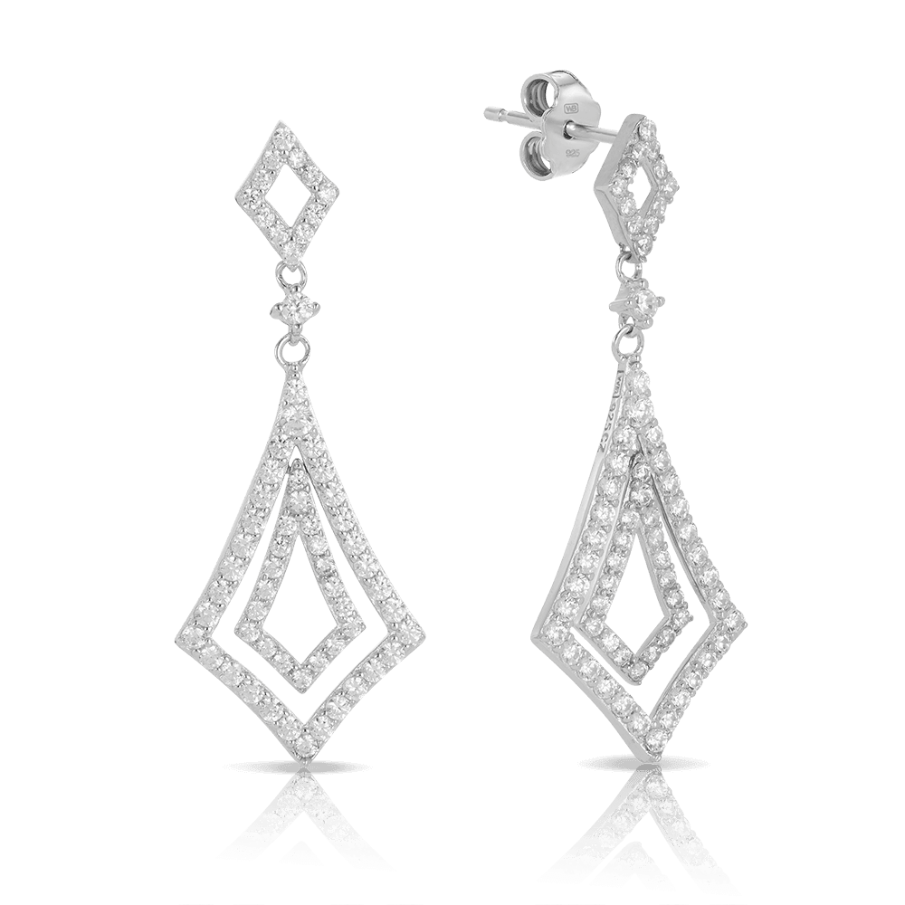 Cubic Zirconia Drop Earrings in Sterling Silver - Wallace Bishop
