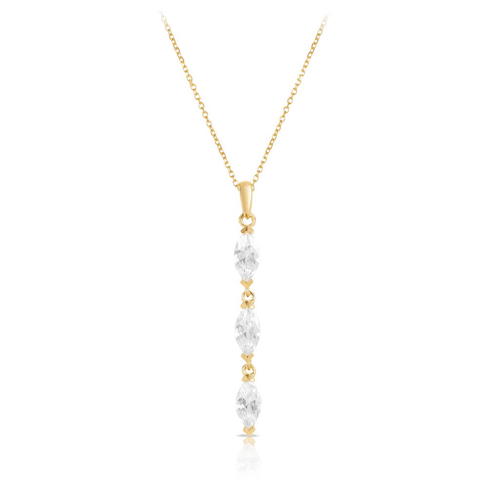 Cubic Zirconia Drop Pendant in 9ct Yellow Gold - Wallace Bishop