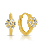 Cubic Zirconia Flower Huggie Earrings in 9ct Yellow Gold - Wallace Bishop