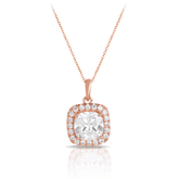 Cubic Zirconia Halo Pendant in 9ct Rose Gold - Wallace Bishop