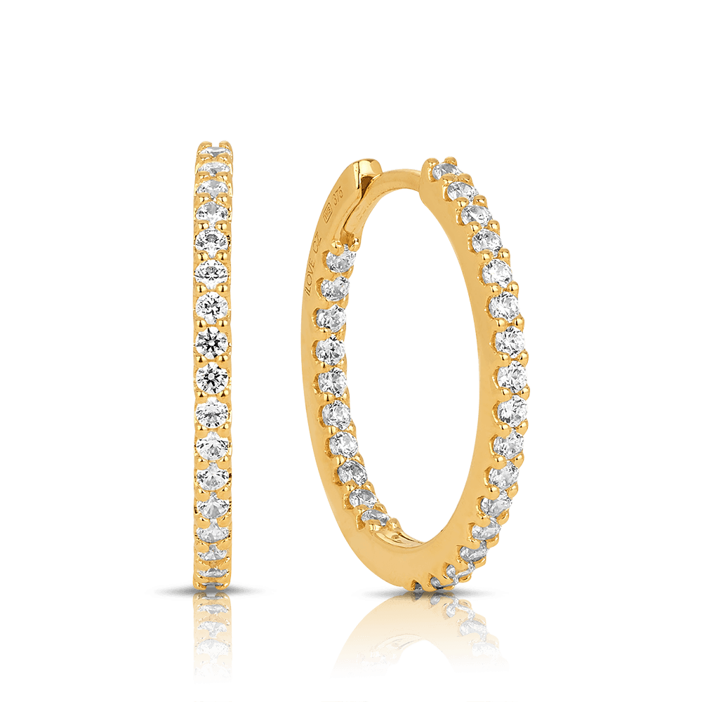 Cubic Zirconia Hoop Earrings in 9ct Yellow Gold - Wallace Bishop