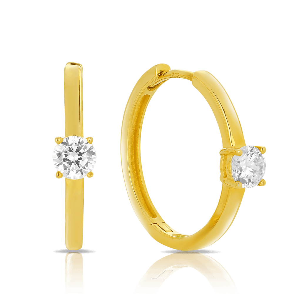 Cubic Zirconia Hoops in 9ct Yellow Gold - Wallace Bishop