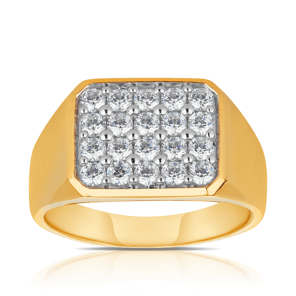 Cubic Zirconia Men's Signet Ring in 9ct Yellow Gold - Wallace Bishop