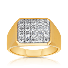 Cubic Zirconia Men's Signet Ring in 9ct Yellow Gold - Wallace Bishop