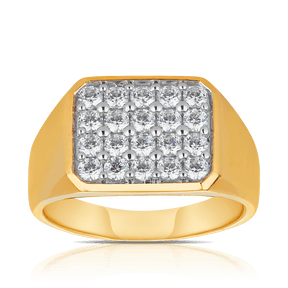 Cubic Zirconia Men's Signet Ring in 9ct Yellow Gold - Wallace Bishop