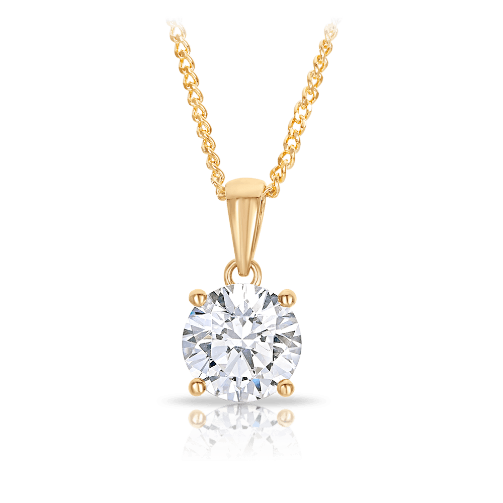 Cubic Zirconia Pendant Necklace in 9ct Yellow Gold - Wallace Bishop