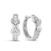 Cubic Zirconia Polished Huggies Earrings in Sterling Silver - Wallace Bishop