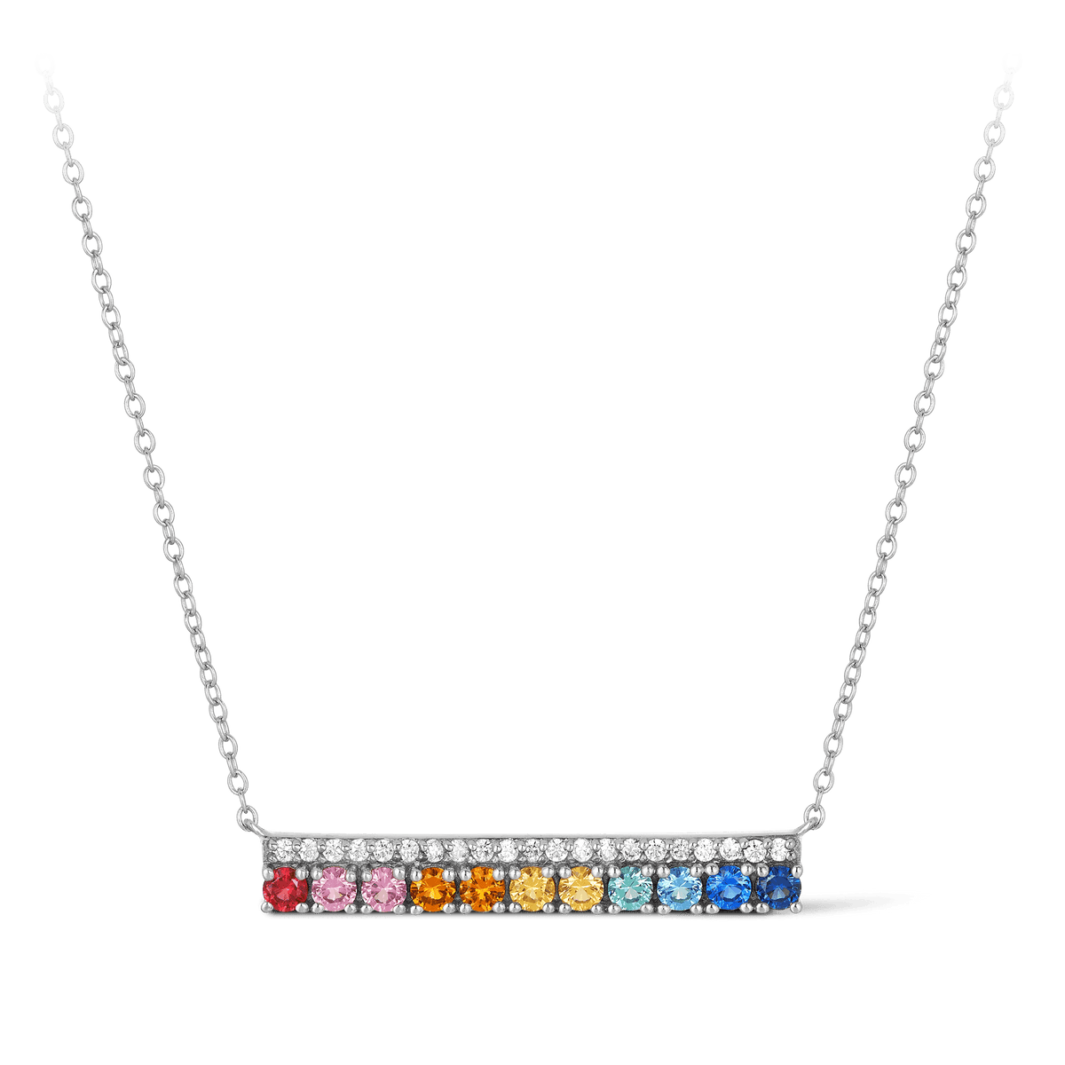 Cubic Zirconia Rainbow Bar Necklace in Sterling Silver - Wallace Bishop