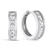 Cubic Zirconia Round Huggie Earrings in Sterling Silver - Wallace Bishop