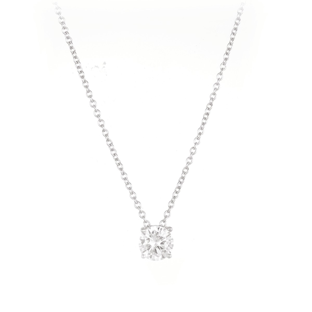 Cubic Zirconia Solitaire Necklace in Sterling Silver - Wallace Bishop