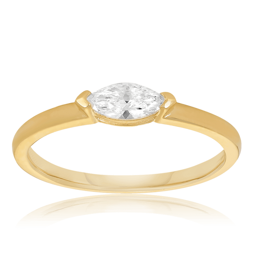 Cubic Zirconia Solitaire Ring in 9ct Yellow Gold - Wallace Bishop