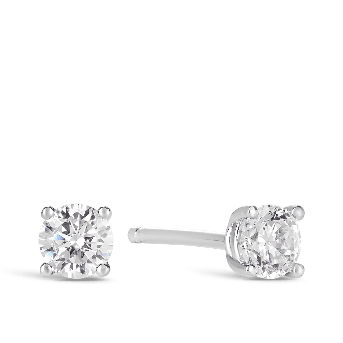 Cubic Zirconia Solitaire Stud Earrings in Sterling Silver - Wallace Bishop