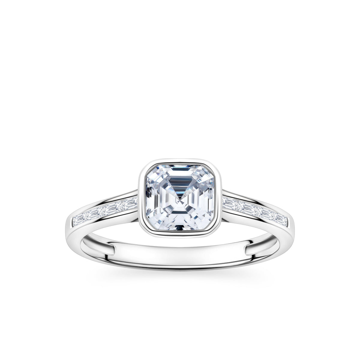 Cubic Zirconia Square Bezel Ring in Sterling Silver - Wallace Bishop