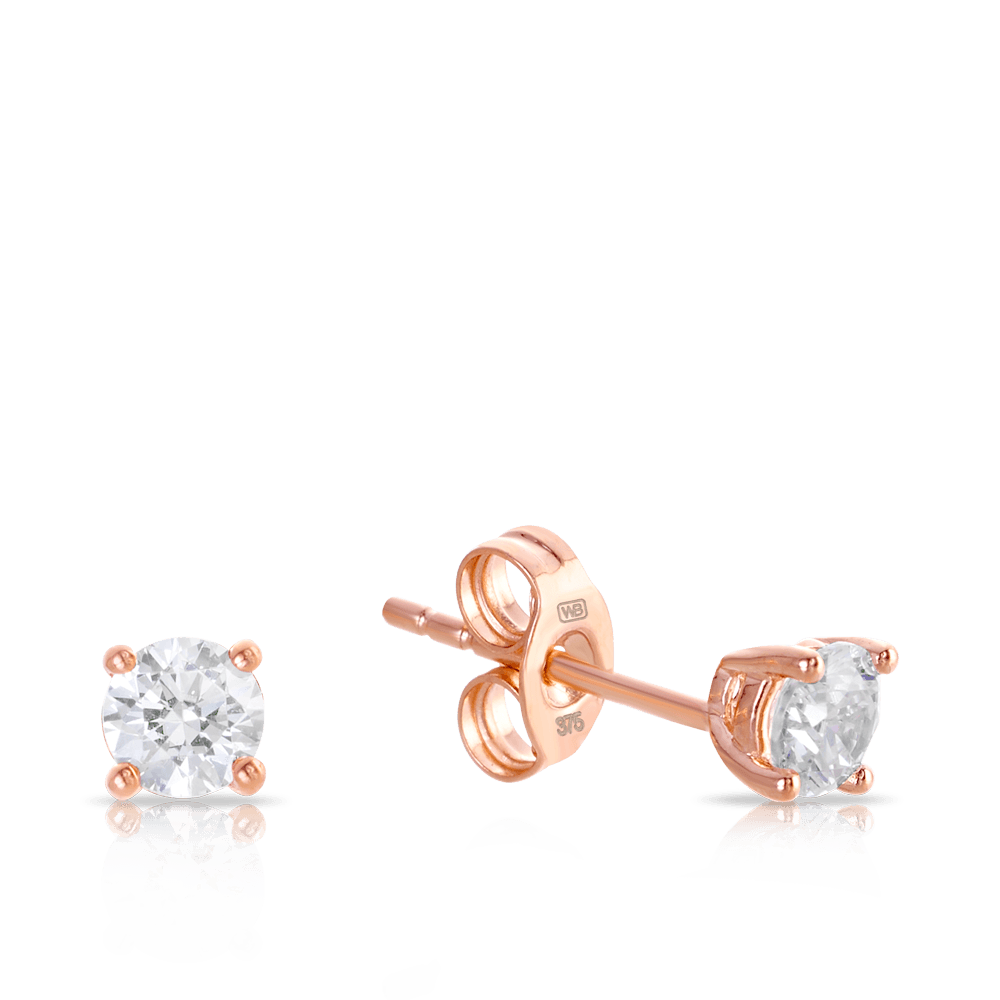 Cubic Zirconia Stud Earrings in 9ct Rose Gold - Wallace Bishop