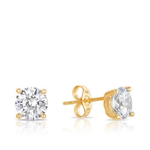Cubic Zirconia Stud Earrings in 9ct Yellow Gold - Wallace Bishop