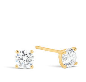 Cubic Zirconia Stud Earrings in 9ct Yellow Gold - Wallace Bishop