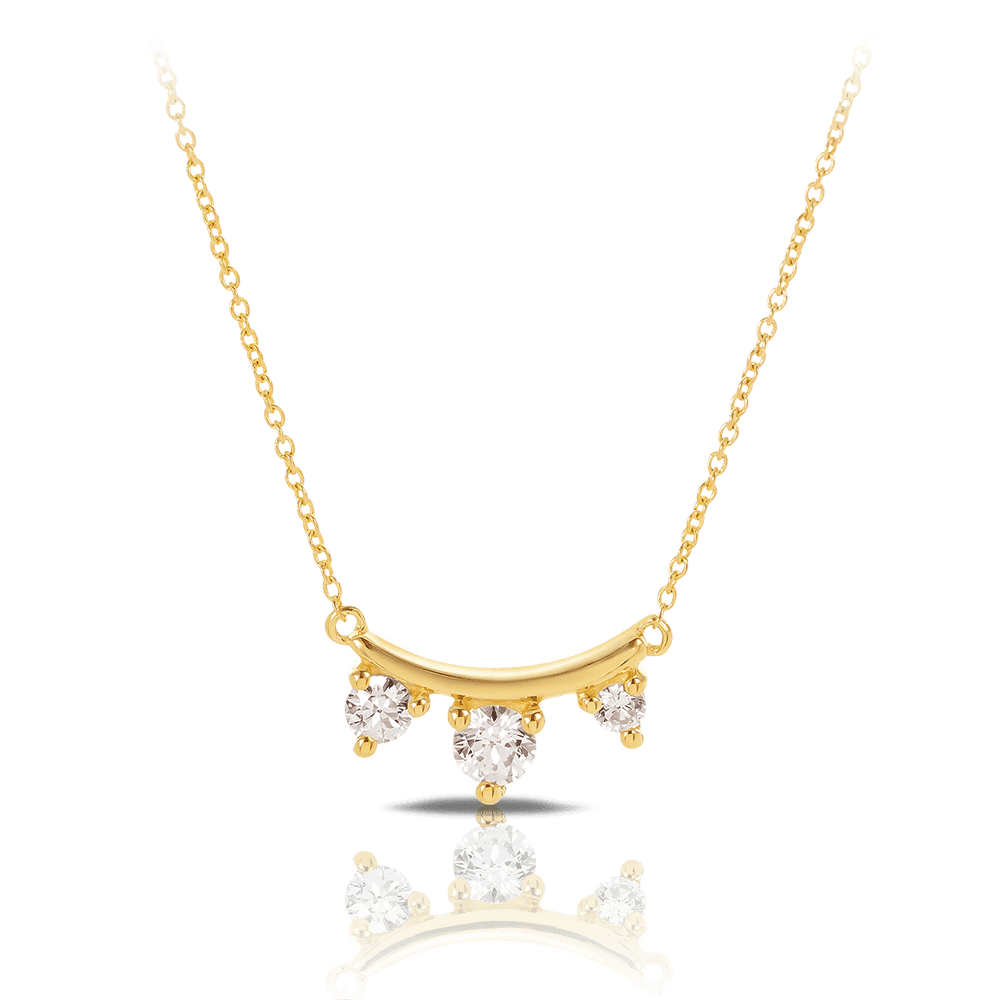 Cubic Zirconia Trio Necklace in 9ct Yellow Gold - Wallace Bishop
