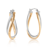 Curved Hoop Earrings in 9ct Yellow and White Gold - Wallace Bishop