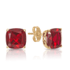 Cushion Cut Created Ruby Studs in 9ct Yellow Gold - Wallace Bishop