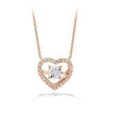 Dancing Diamond Halo Heart Necklace in 9ct Rose Gold - Wallace Bishop