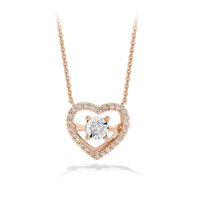 Dancing Diamond Halo Heart Necklace in 9ct Rose Gold - Wallace Bishop