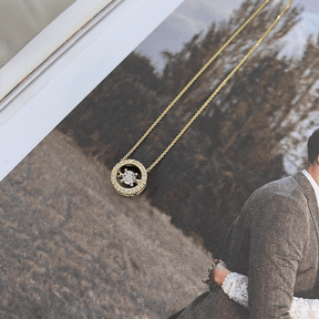 Dancing Diamond Halo Necklace in 9ct Yellow Gold - Wallace Bishop