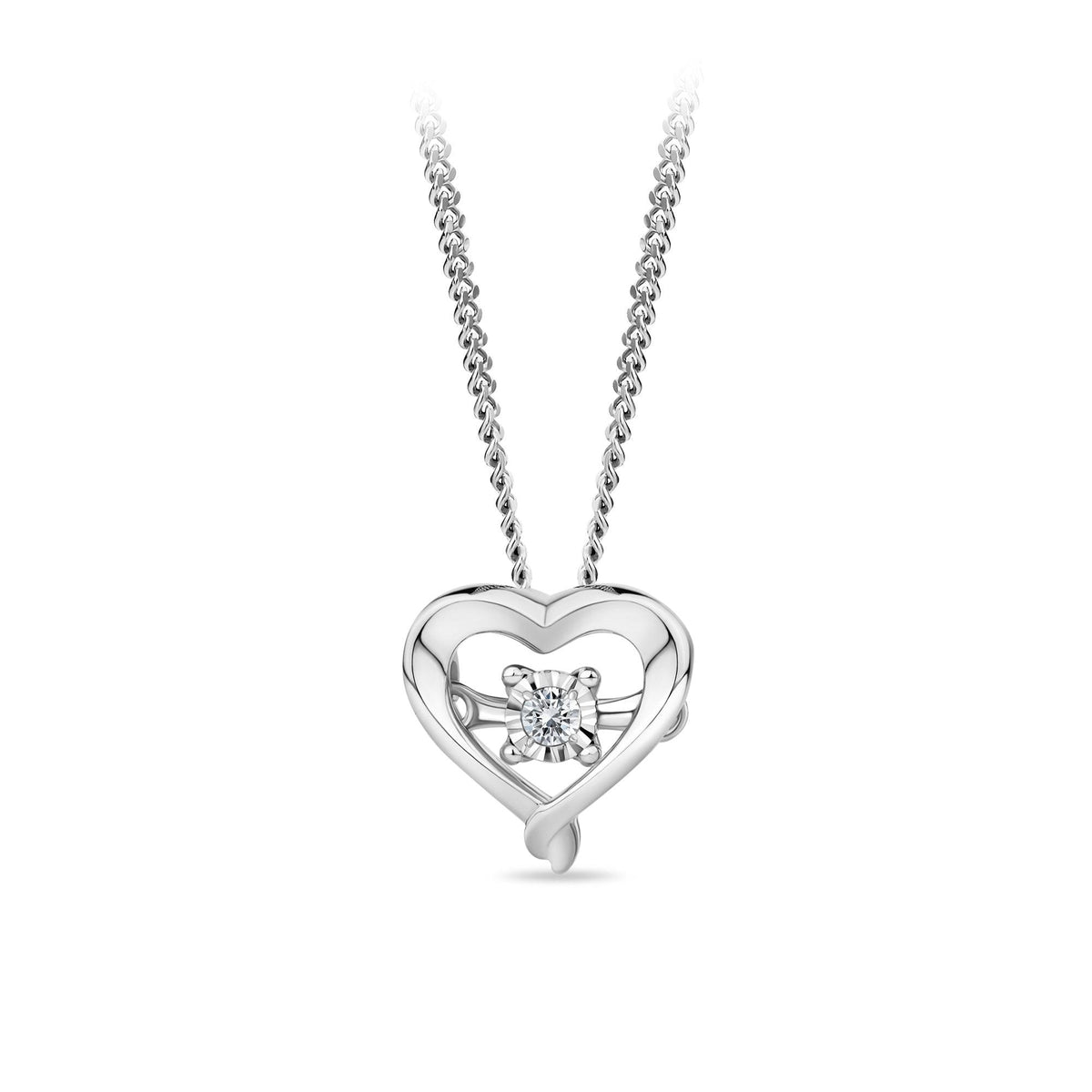 Dancing Diamond Heart Necklace in Sterling Silver - Wallace Bishop